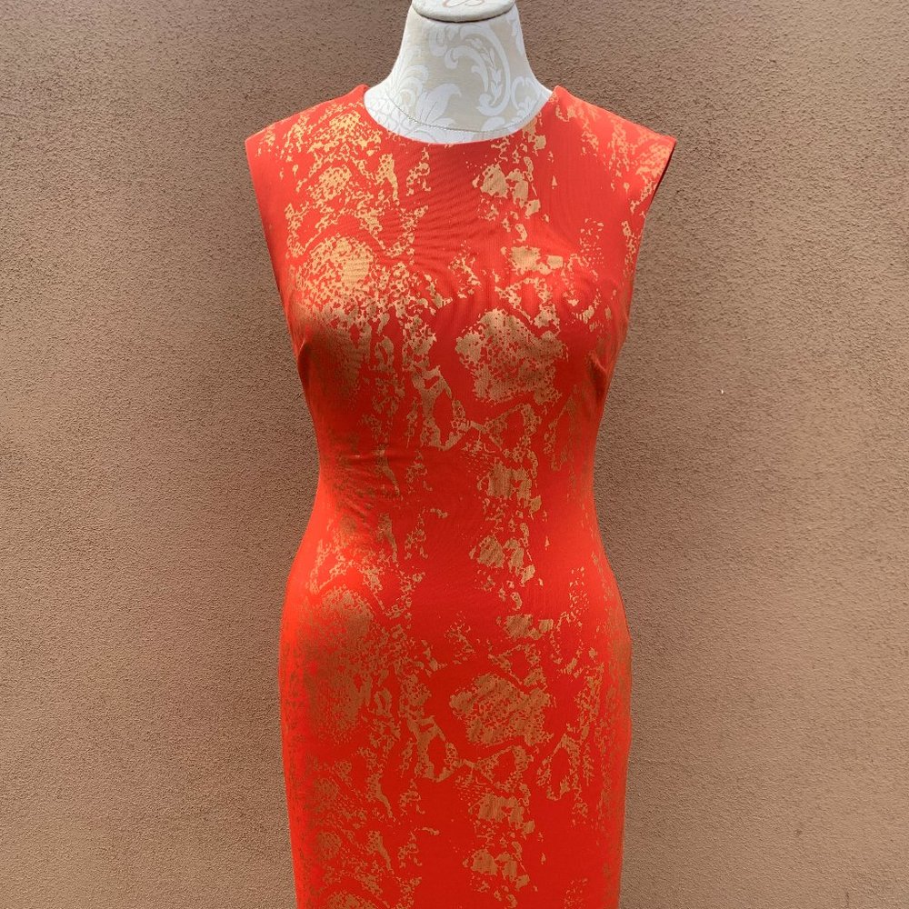 Philosophy Foil Animal Print Scuba Dress in Copper Glow Size Small